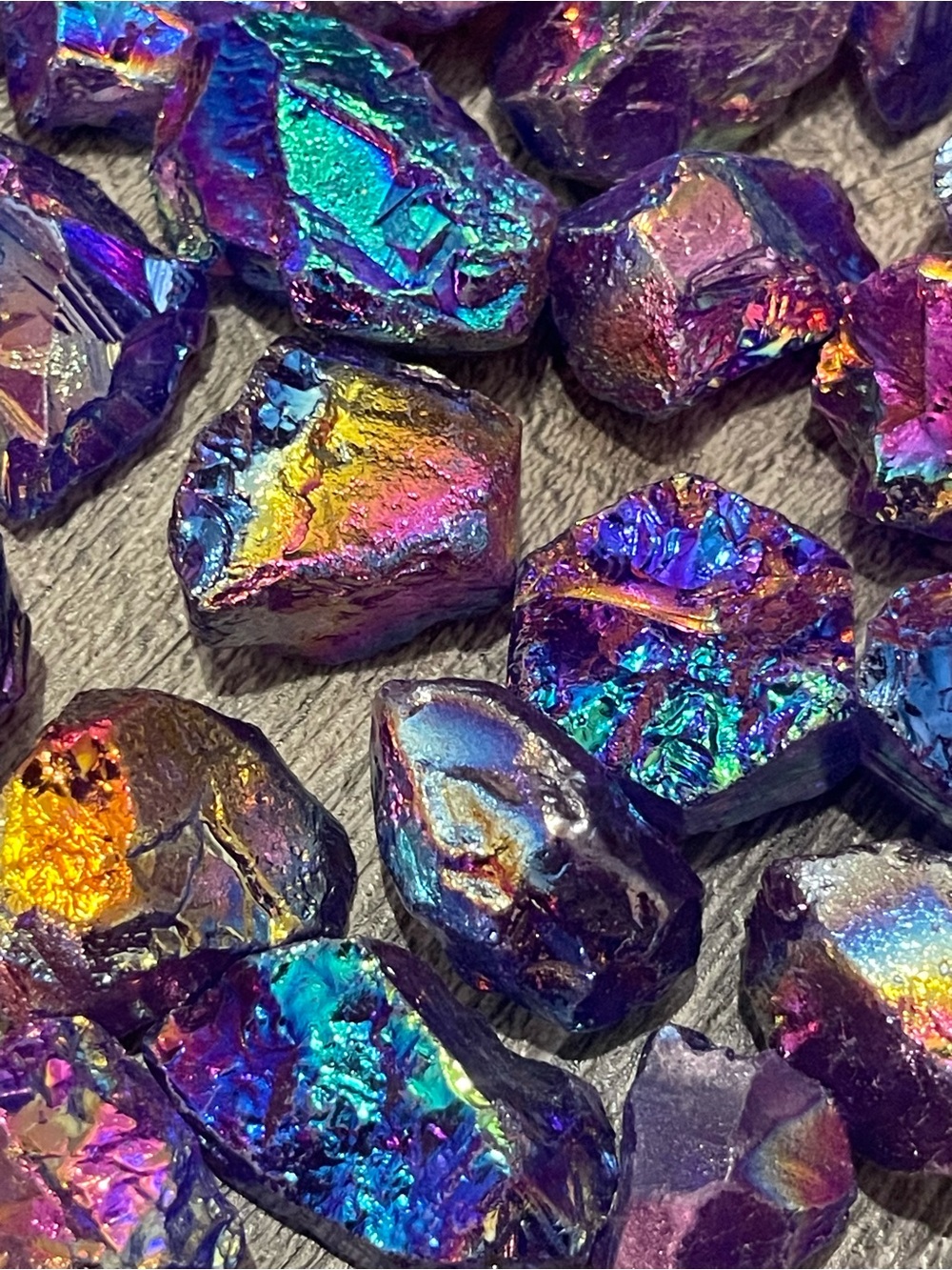 2 Titanium Rainbow Aura Quartz Crystal Chunks 🌈💜💎✨